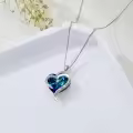 TOUPOP Sterling Silver Blue Crystal Heart Pendant Necklace For Women-0-4