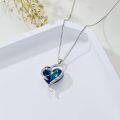 TOUPOP Sterling Silver Blue Crystal Heart Pendant Necklace For Women-0-4