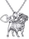 wholesale 925 Sterling Silver Pug Dog Heart Charm Pendant Necklace Gifts for Women Girls-0-0