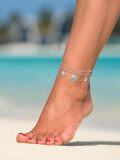 wholesale 925 Sterling Silver Shell & Sand Dollar Charm Layered Ankle Anklet-0-4