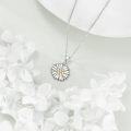 wholesale 925 Sterling Silver Flower Pendant with Cubic Zirconia and Gold Accents - Elegant  for Her-0-2