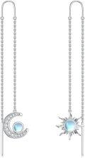 wholesale 925 Sterling Silver Sun & Moon Rainbow Moonstone Threader Dangle Earrings-0-0