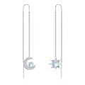 wholesale 925 Sterling Silver Sun & Moon Rainbow Moonstone Threader Dangle Earrings Wholesale-0-0