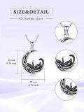 wholesale 925 Sterling Silver Black Cat in the Moon Pendant Necklace-0-5