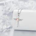 wholesale 925 Sterling Silver Angel Wing Heart Cross Pendant Necklace for Women Girls Religious Christian  Ideas-0-3