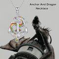 wholesale 925 Sterling Silver Anchor & Dragon Pendant Necklace - Hypoallergenic, Lead & Nickel Free - Mythical Ocean Jewelry for Women - Elegant Gift-0-1