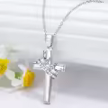 wholesale 925 Sterling Silver Birthstone Crown Cross Pendant Necklace Wholesale for Women-0-3