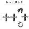 wholesale Silver Cross Design Studs - 925 Sterling Silver 3D Crucifix Ear Piercing Jewelry for Men & Women (Black)-0-2