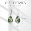 wholesale 14K Gold Plated Sterling Silver Round Natural Jade Earrings for Women-0-15