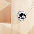 wholesale 925 Sterling Silver Elephant Family Keepsake Jewelry for Women - 18 Chain Length (Black & Red)-0-3