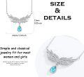 wholesale 925 Sterling Silver Angel Wing Turquoise Pendant Necklace for Women - I Love You to the Sky and Back-0-4