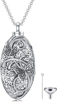 wholesale 925 Sterling Silver Crystal Butterfly Pendant Cremation Keepsake Urn Necklace with Funnel and Fill Tool for Ashes Memory  48 Chain-26-Butterfly Urn B
