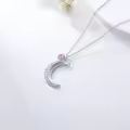 TOUPOP 925 Silver Tourmaline Moon Necklace October Birthstone Gift-0-4