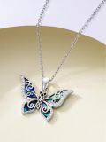 wholesale 925 Sterling Silver Abalone Shell Butterfly Pendant Necklace for Women Girls Gifts Jewelry-0-2