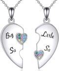 wholesale 925 Sterling Silver Big Sis Little Sis Heart Pendant Necklaces for Sisters Matching Jewelry Set-0-0