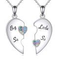 wholesale 925 Sterling Silver Big Sis Little Sis Heart Pendant Necklaces for Sisters Matching Jewelry Set-0-0