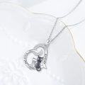 wholesale 925 Sterling Silver Heart Love Cats Forever Pendant Necklace for Women-0-1