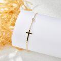wholesale 14K Gold Cross Black Onyx Chain Bracelet Holiday Gift for Her-0-3