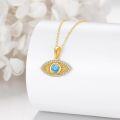 wholesale 14K Gold Blue Sapphire Evil Eye Pendant Necklace Luck Charm s for Women-0-3