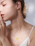 TOUPOP Sterling Silver 14k Gold Plated Freshwater Pearl Butterfly Layered Necklace-0-2