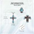 wholesale 925 Sterling Silver 925 Cross with Turquoise Stones and Wooden Inlay Pendant Necklace -0-2