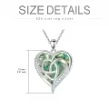 TOUPOP Silver Peridot Celtic Heart Necklace Crystal Jewelry Gift-0-3