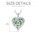 TOUPOP Silver Peridot Celtic Heart Necklace Crystal Jewelry Gift-0-3