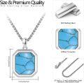 wholesale 925 Sterling Silver & Artificial Turquoise Octagon Necklace, 17mm Pendant, 20+2 , Hypoallergenic, Gift Box-0-4