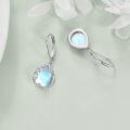 wholesale 925 Sterling Silver Blue Moonstone Lily of the Valley Filigree Teardrop Dangle Leverback Earrings-0-3