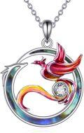 wholesale 925 Sterling Silver Rainbow Dragon Pendant with Cubic Zirconia and Abalone Shell Inlay Necklace-0-0