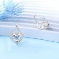 wholesale 925 Sterling Silver Koala Heart Stud Earrings with Blue Crystal and Love Design-0-2