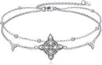 wholesale 925 Sterling Silver Adjustable Charm Bracelet with Celtic Knot Design Summer Beach Foot Chain Jewelry for Women Girls Gifts-Witches Knot