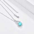 wholesale 925 Sterling Silver & White Gold Plated Turquoise Stone Pendant Necklace with Cubic Zirconia Swirl Design-0-1