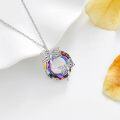 wholesale 925 Sterling Silver Rainbow Crystal Butterfly Pendant Necklace for Women-0-1