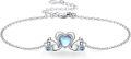 wholesale 925 Sterling Silver Heart-Shaped Moonstone Squirrel and Blue Topaz Adjustable Bracelet-0-0