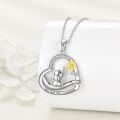 wholesale 925 Sterling Silver Elephant Love Heart Pendant Necklace with Sunflower Charm Gift for Women-0-2
