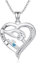wholesale 925 Sterling Silver I Love You Mom Moonstone Heart Pendant Necklace-0-0