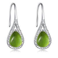 wholesale 925 Sterling Silver Teardrop Earrings Wholesale With Black Stones-Silver