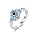 wholesale 925 Sterling Silver Blue And Black Crystal Ring-0-0
