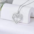wholesale 925 Sterling Silver Heart Tree Of Life Necklace with Cubic Zirconia Stones and Chain for Women Girls  45cm Length-0-1