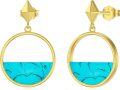 wholesale 925 Sterling Silver Round Genuine Turquoise Drop Earrings for Women-0-0