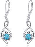 wholesale 925 Sterling Silver Turtle Drop Earrings with Blue Crystal Stone for Women Girls  4cm Long-0-0