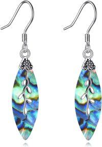 wholesale 925 Sterling Silver Abalone Shell Tree of Life Dangle Earrings for Women-Leaf Earrings