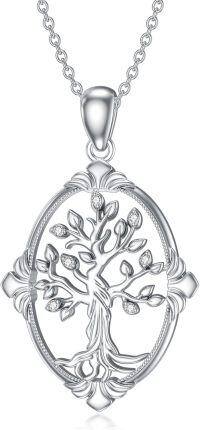 wholesale 925 Sterling Silver Cubic Zirconia Tree of Life Pendant Necklace for Women Family s-tree of life-style 1