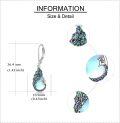 wholesale 925 Sterling Silver Peacock Feather Earrings with Moonstone/Black Onyx/Turquoise/Opal for Women-0-3