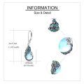 wholesale 925 Sterling Silver Peacock Feather Earrings with Moonstone/Black Onyx/Turquoise/Opal for Women-0-3