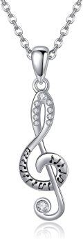 wholesale 925 Sterling Silver Music Note Pendant Necklace for Women Girls-0-0