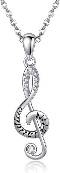 wholesale 925 Sterling Silver Music Note Pendant Necklace for Women Girls-Music
