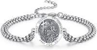 wholesale 925 Sterling Silver Saint Joseph of Cupertino Medal Bracelet with 3+2 Extender Chain for Men Women Boys Girls-Saint Joseph of Cupertino