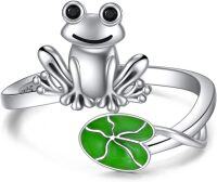 wholesale TOUPOP Frog Ring, Sterling Silver 925, Adjustable, White Gold Plated, Cubic Zirconia, For Women, Christmas, Birthday, Wedding Gift -undefined